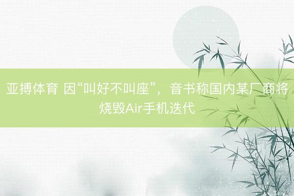 亚搏体育 因“叫好不叫座”，音书称国内某厂商将烧毁Air手机迭代