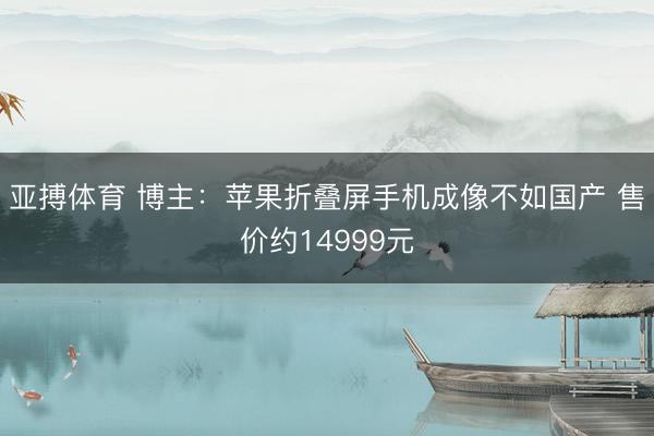 亚搏体育 博主：苹果折叠屏手机成像不如国产 售价约14999元