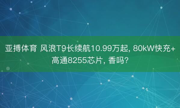 亚搏体育 风浪T9长续航10.99万起, 80kW快充+高通8255芯片, 香吗?