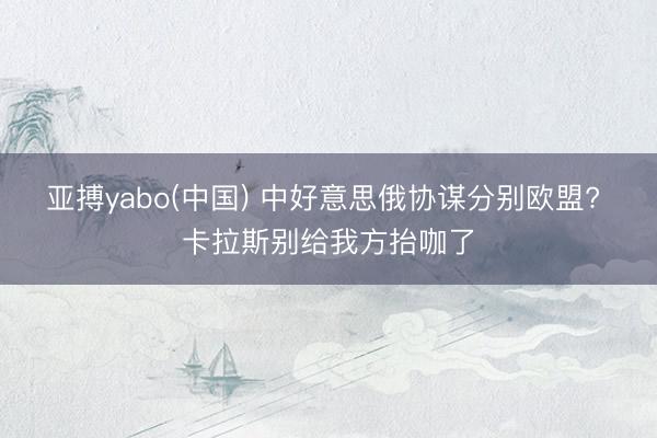 亚搏yabo(中国) 中好意思俄协谋分别欧盟? 卡拉斯别给我方抬咖了