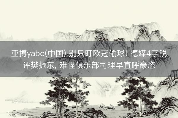 亚搏yabo(中国) 别只盯欧冠输球! 德媒4字锐评樊振东， 难怪俱乐部司理早直呼豪恣