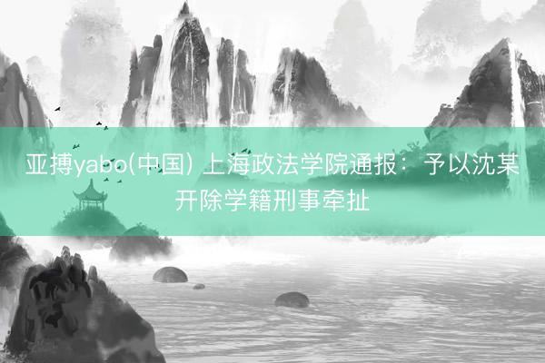 亚搏yabo(中国) 上海政法学院通报:予以沈某开除学籍刑事牵扯