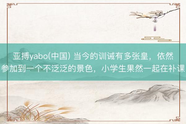 亚搏yabo(中国) 当今的训诫有多张皇，依然参加到一个不泛泛的景色，小学生果然一起在补课
