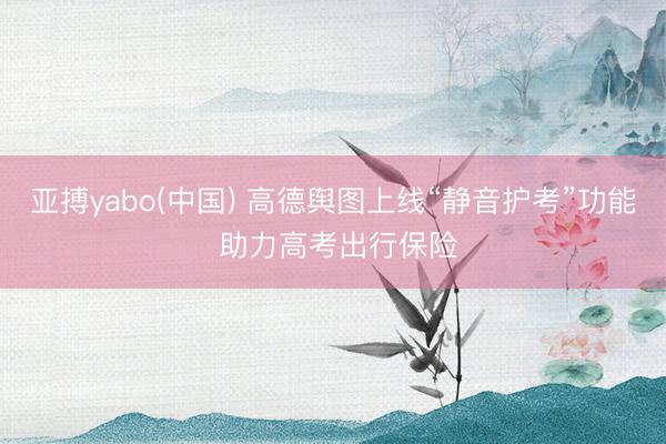 亚搏yabo(中国) 高德舆图上线“静音护考”功能 助力高考出行保险