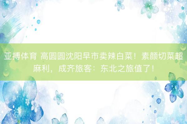 亚搏体育 高圆圆沈阳早市卖辣白菜！素颜切菜超麻利，成齐旅客：东北之旅值了！
