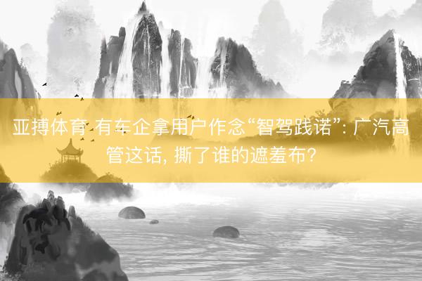 亚搏体育 有车企拿用户作念“智驾践诺”: 广汽高管这话， 撕了谁的遮羞布?