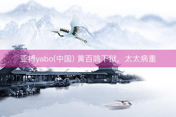 亚搏yabo(中国) 黄百鸣下狱,太太病重