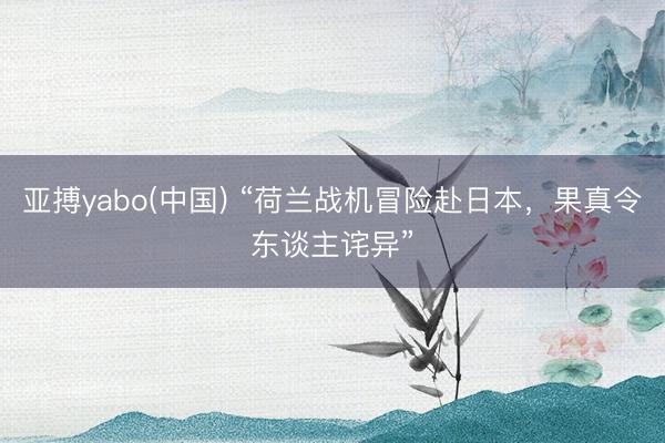 亚搏yabo(中国) “荷兰战机冒险赴日本，果真令东谈主诧异”