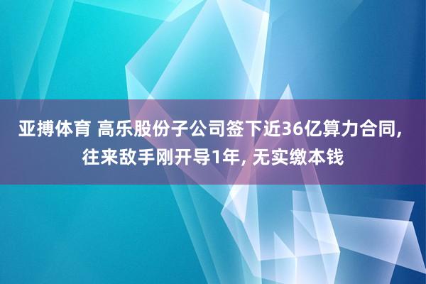 亚搏体育 高乐股份子公司签下近36亿算力合同， 往来敌手刚开导1年， 无实缴本钱